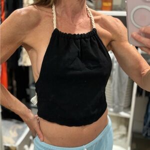 Sexy Elegant Black Halter Crop Top